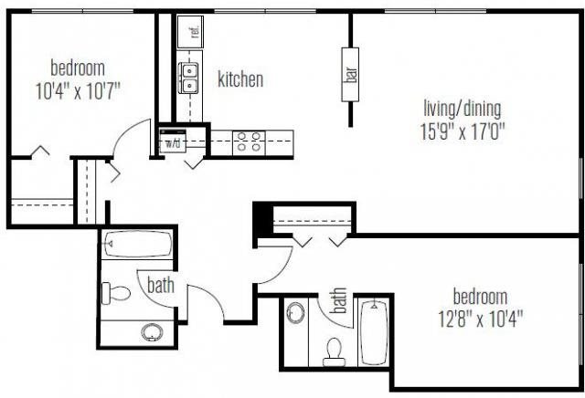 2 Bedroom 2 Bathroom 14 Tier 2 Bedroom 2 Bathroom 14 Tier Floor Plan