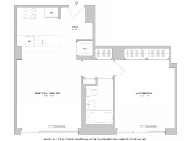 1BR  Den 2Bth Floorplan Image