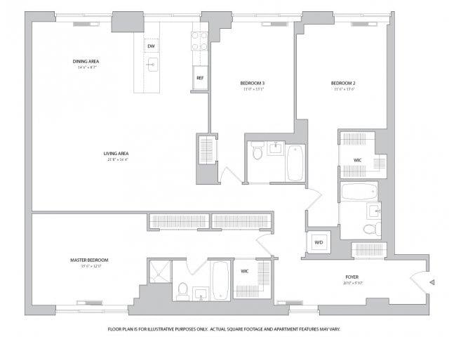 3BR 3Bth – 3 Floorplan Image