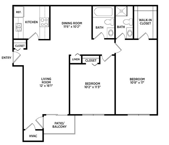 2 bedroom floor plan Eastwind Apartments in East Lansing Michigan 2 bedroom floor plan Eastwind Apartments in East Lansing Michigan