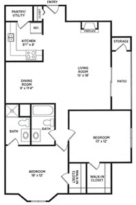 2 Bedroom Apartment Floorplan Pine Lane Estates Apartments