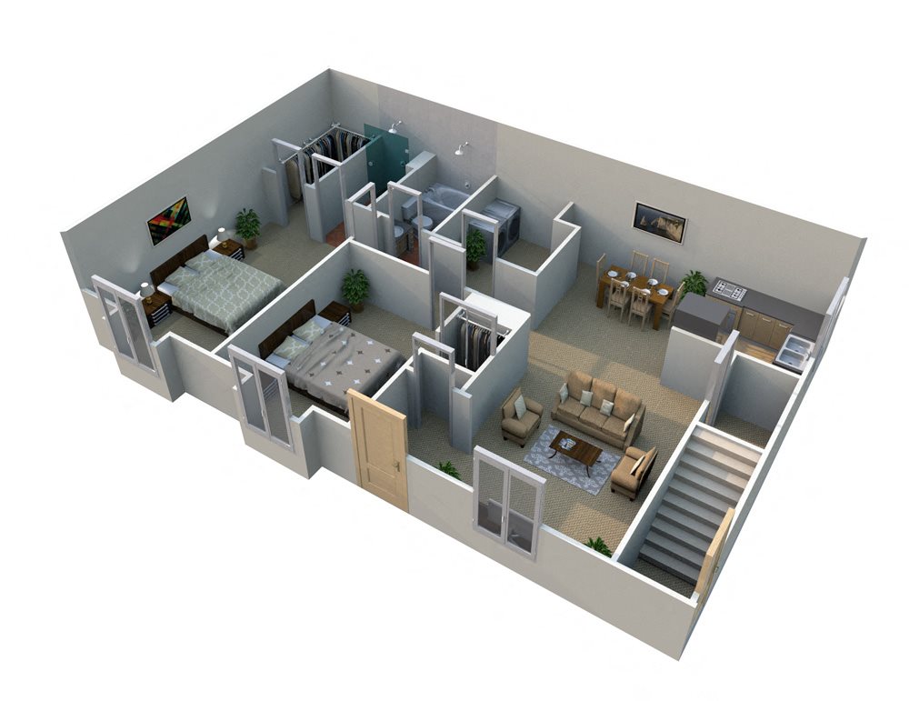 D 2 Bed 2 Bath Floorplan D 2 Bed 2 Bath Floorplan at Pilgrim Village - Canton, MI