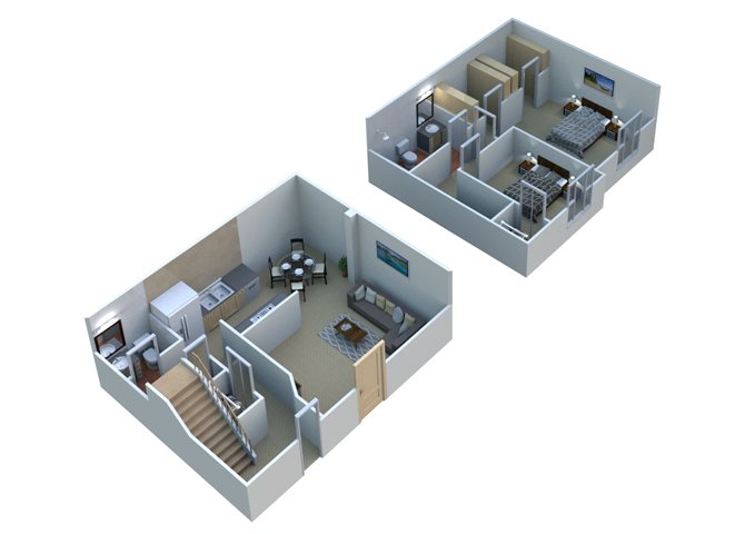 TOWNHOME 2 T11 - 2 Bedroom 1.5 Bathroom Floor Plan TOWNHOME 2 T11 - 2 Bedroom 1.5 Bathroom Floor Plan at Sterling Lake Apartments,48312, MI