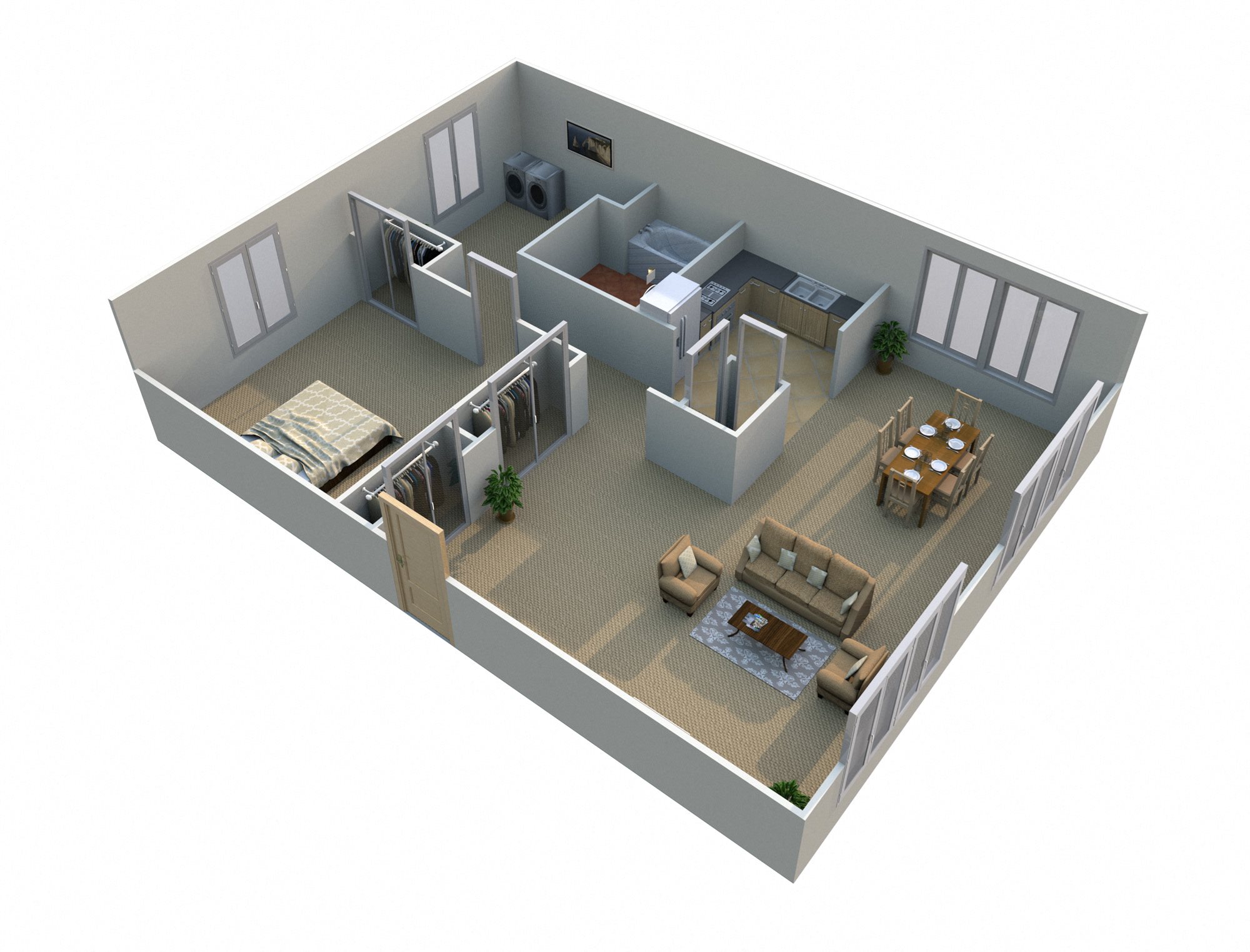 1 Bed 1 Bath Floor Plan with Study 1 Bed 1 Bath Floor Plan with Study at Green Acres Apartments,Michigan, 48603