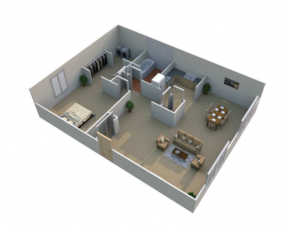1 Bed 1 Bath Floor Plan with Walk In Closet 1 Bed 1 Bath Floor Plan with Walk In Closet at Green Acres Apartments,Saginaw, 48603