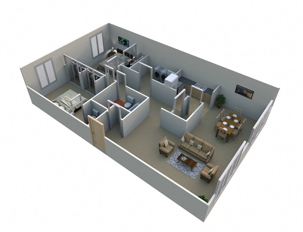 2 Bed 1.5 Bath Floor Plan 2 Bed 1.5 Bath Floor Plan at Green Acres Apartments,4645 Colonial Drive, Saginaw MI, 48603