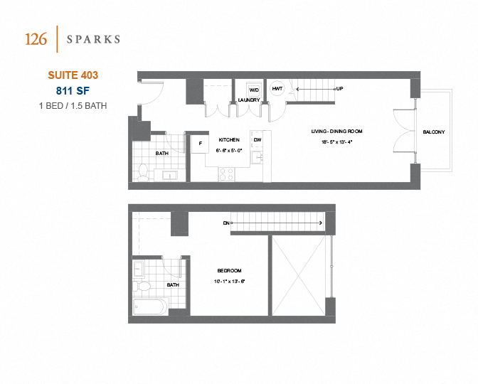 126 Sparks – 1 BED – 1.5 BATH - 953 SF – Apartment