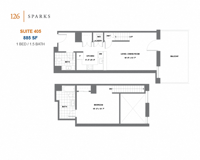 126 Sparks – 1 BED – 1.5 BATH - 953 SF – Apartment