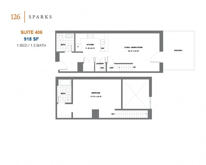 126 Sparks – 1 BED – 1.5 BATH - 953 SF – Apartment