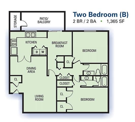 Aspen Pointe Two Bedroom Floor Plan 1,365sq ft Aspen Pointe Two Bedroom Floor Plan 1,365sq ft