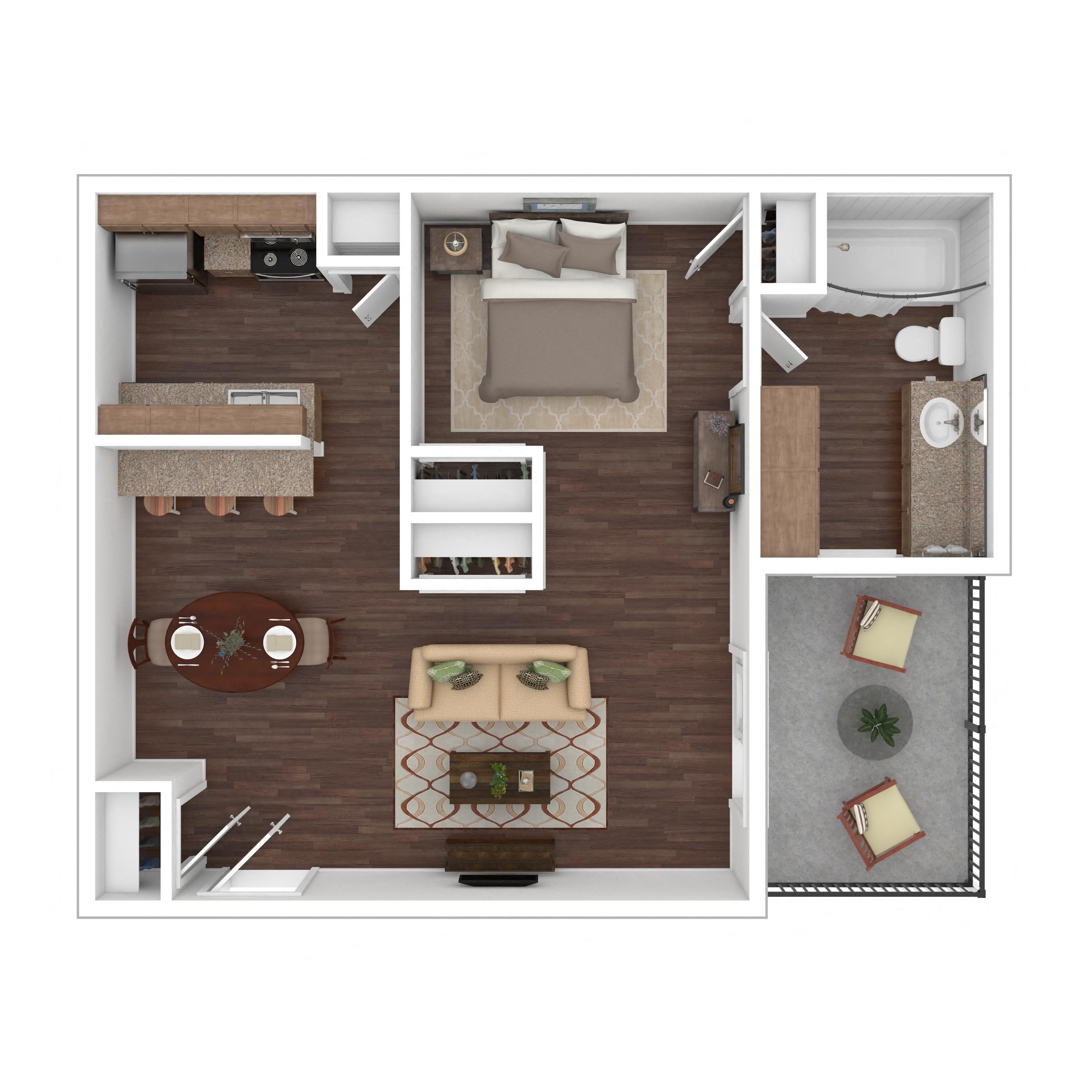 Studio Floor Plan, Verge Apartments, Dallas, TX