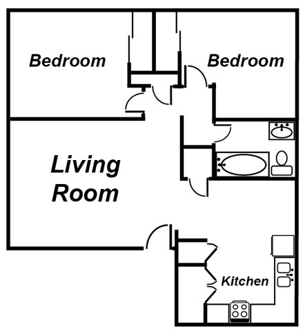 2 Bedroom Apartment Floorplan 2 Bedroom Apartment Floorplan
