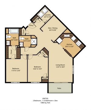 2 Bedroom Plus Den