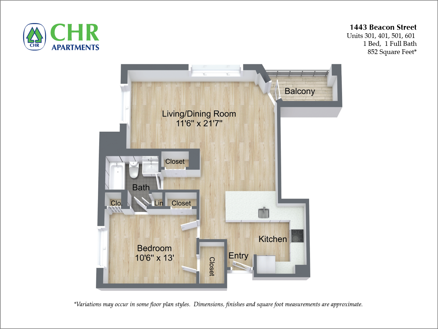 Click to view Floor plan 1 Bed/1 Bath image 3