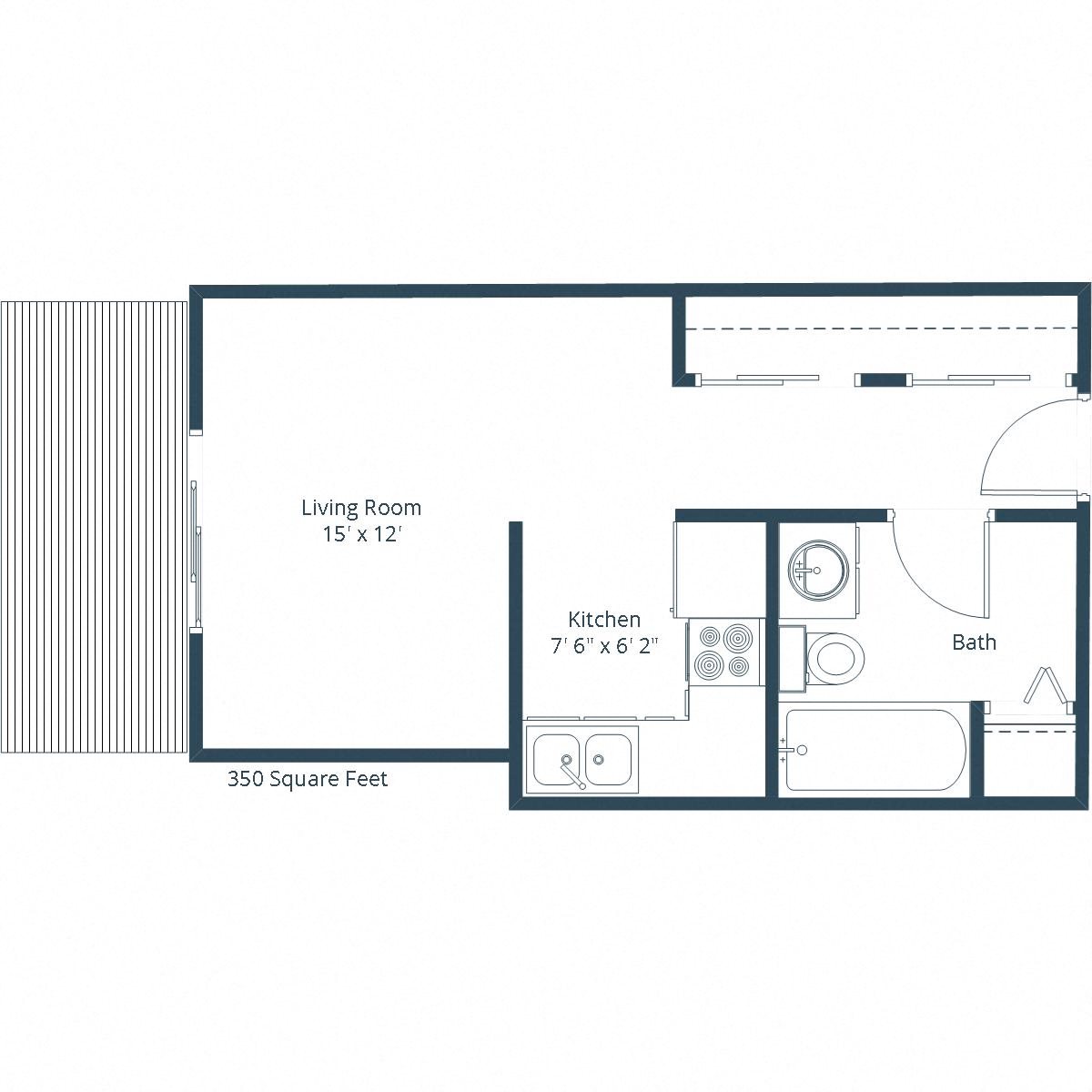 Maplewood Apartments | Efficiency Floor Plan Maplewood Apartments | Efficiency Floor Plan