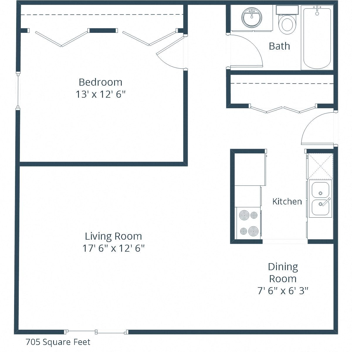 Maplewood Apartments | One Bedroom Floor Plan Maplewood Apartments | One Bedroom Floor Plan