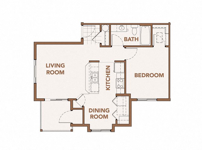 Copper Lane Apartments | One Bedroom 1x1 Floor Plan Vancouver, WA 98684 | Copper Lane Apartments