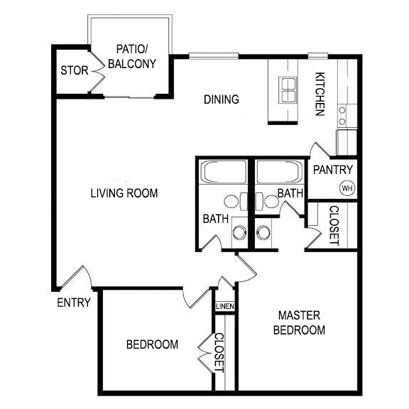 Floor PLan K Floor Plan K at Laurel Parc Apartments in Shreveport, Louisiana, LA