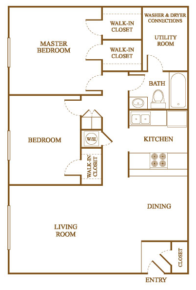 B3 Floor Plan B3 Floor Plan at Orleans Square Apartments in Shreveport, Louisiana, LA