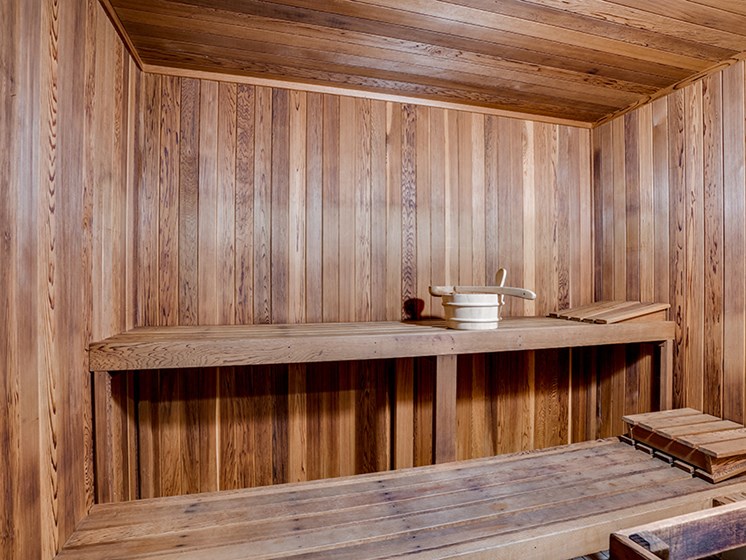 Sauna with wooden paneling