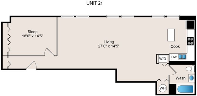 1 Bedroom - 1 Bath Floorplan at 1471 N. Milwaukee Ave