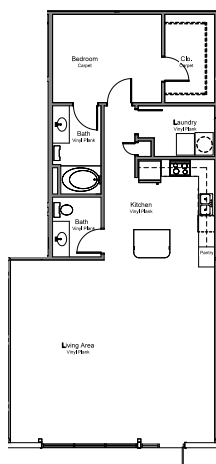 1 bed 1 bath d at East End Lofts at the Railyard Apartments, Denton, TX
