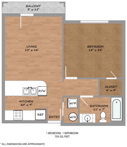 1 Bed 1 Bath