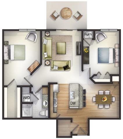 Floor plan Floor plan at Highlands at River Crossing Apartments , Winneconne, WI 54986