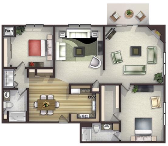 Floor plan Floor plan at Highlands at River Crossing Apartments , Winneconne, Wisconsin