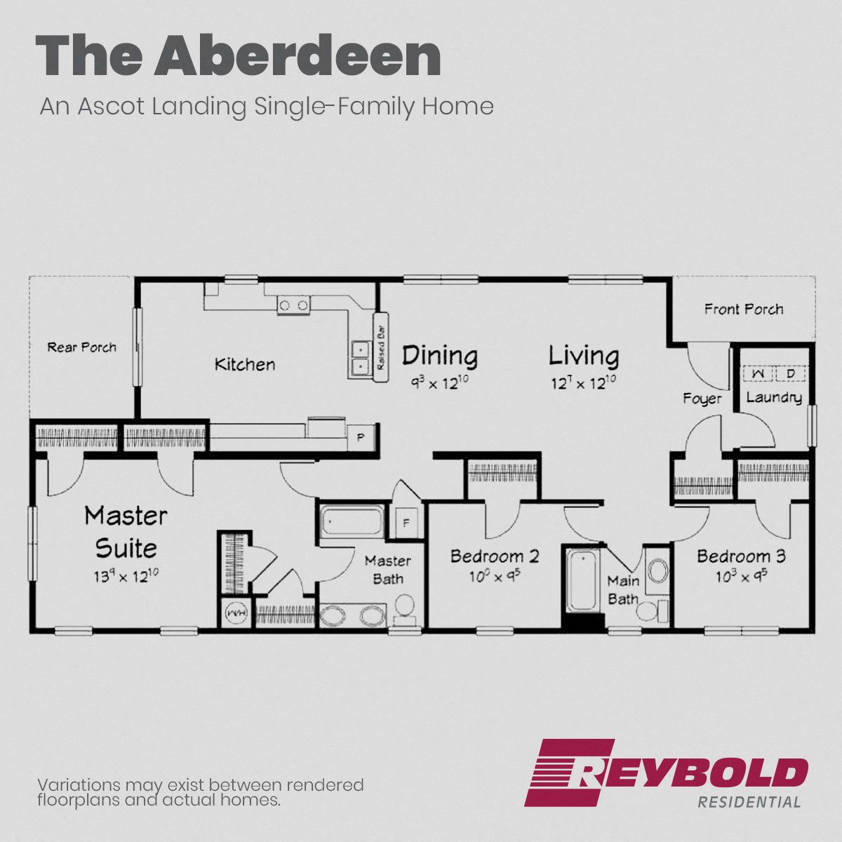 A floorplan of the Aberdeen single-family home at Ascot Landing