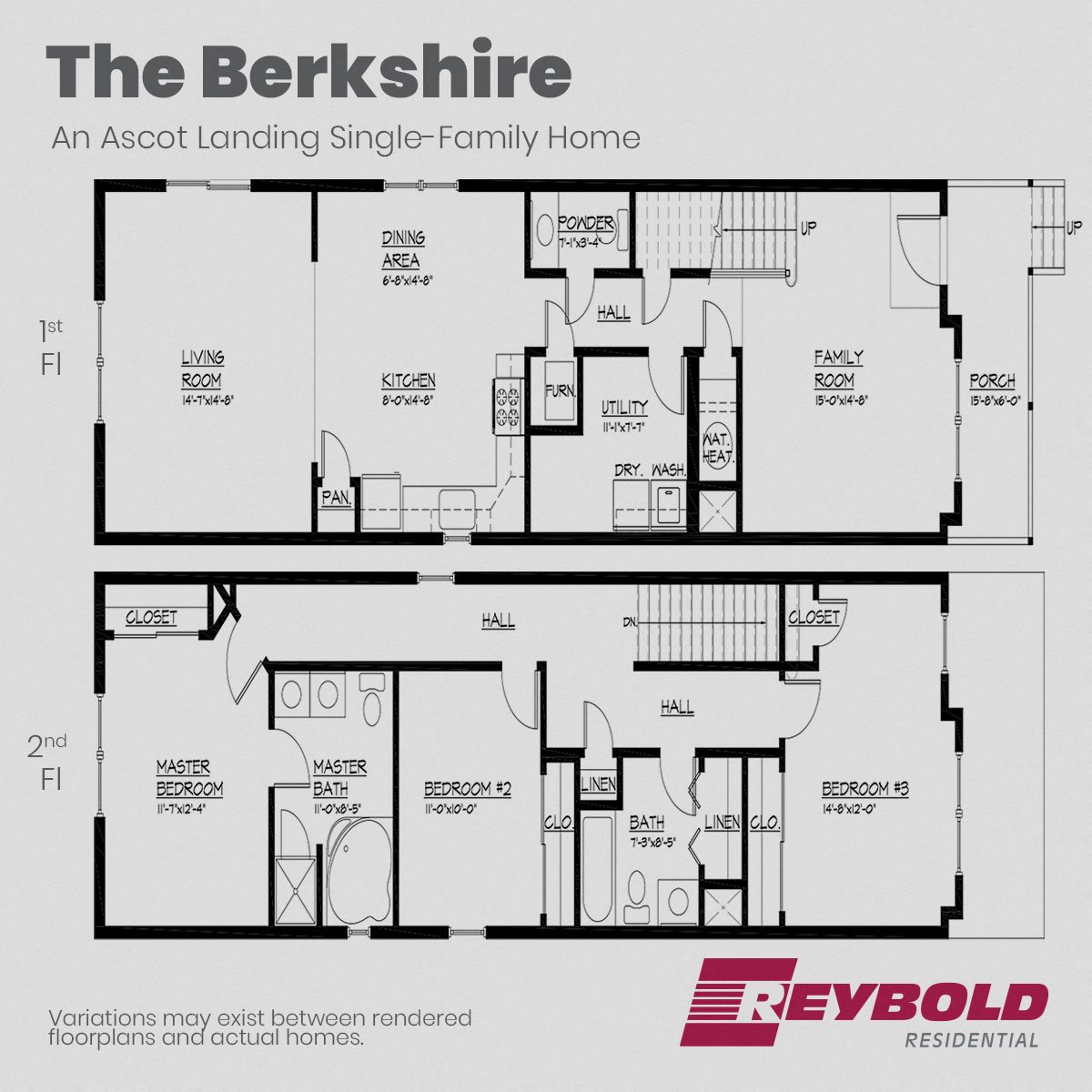 A floorplan of the Berkshire single-family home at Ascot Landing