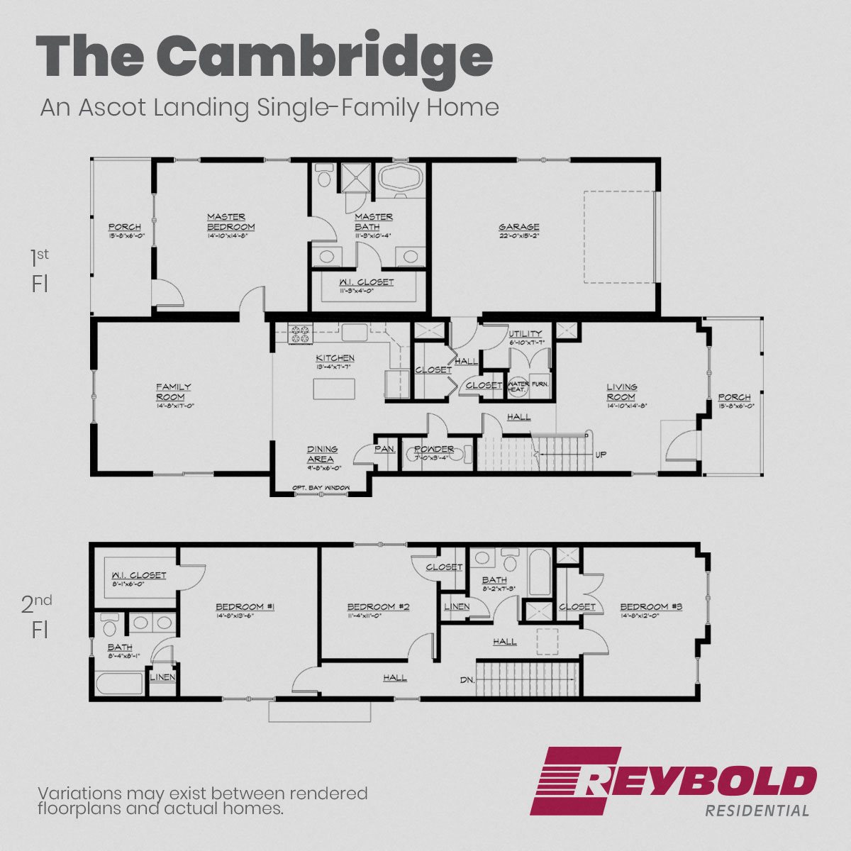A floorplan of the Cambridge single-family home at Ascot Landing