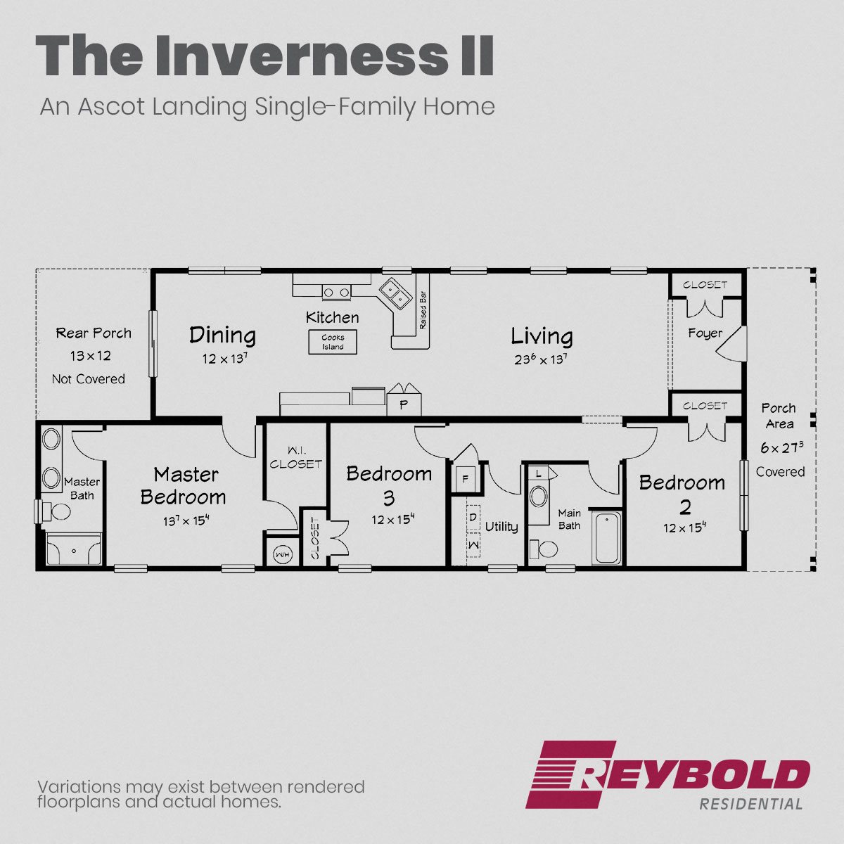 A floorplan of the Inverness II single-family home at Ascot Landing