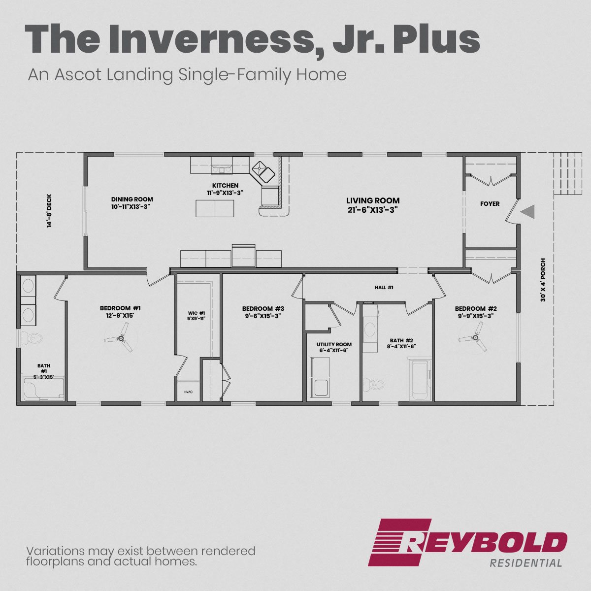 A floorplan of the Inverness, Jr. Plus single-family home at Ascot Landing
