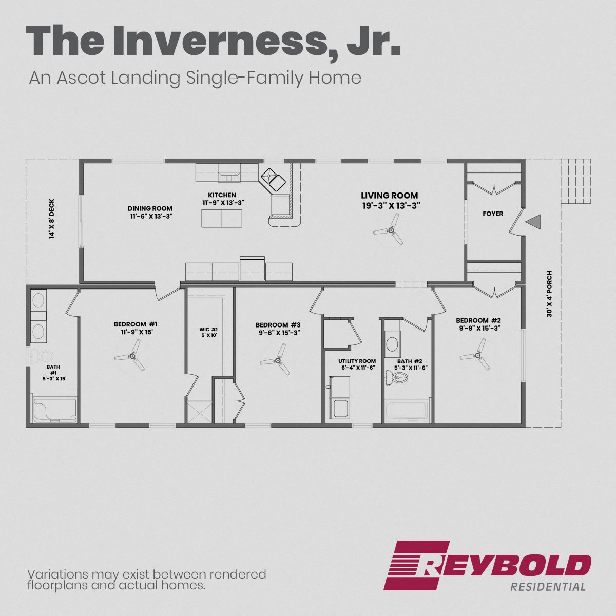 A floorplan of the Inverness, Jr. single-family home at Ascot Landing