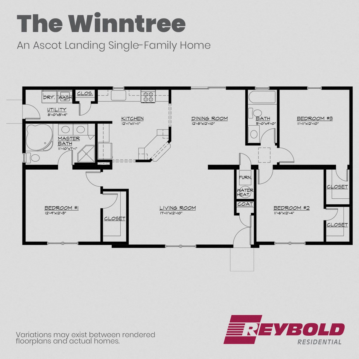 A floorplan of the Winntree single-family home at Ascot Landing