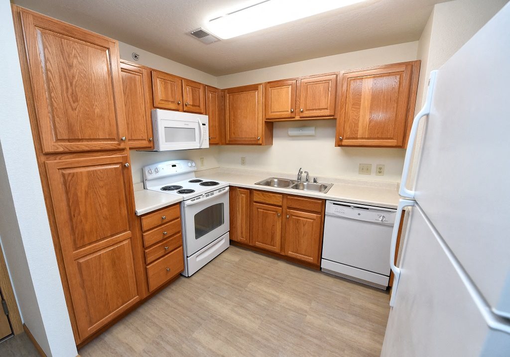 Kitchen with White Appliance Package