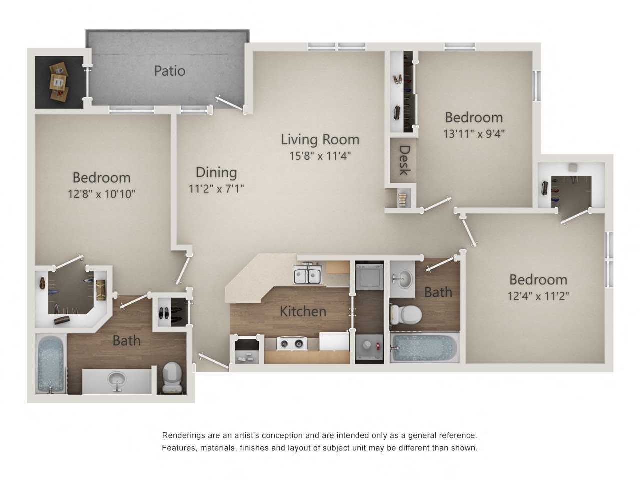 Oak Floorplan - 3 bed, 2 bath, 1,187 square feet. Oak Floorplan - 3 bed, 2 bath, 1,187 square feet.