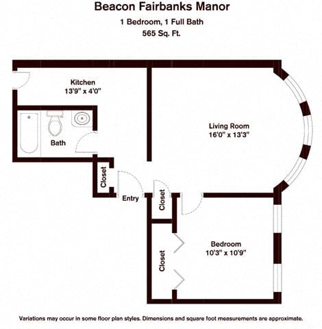 Floor plan 1 Bed/1 Bath image 3