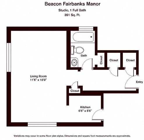 Floor plan Studio/1 Bath image 2