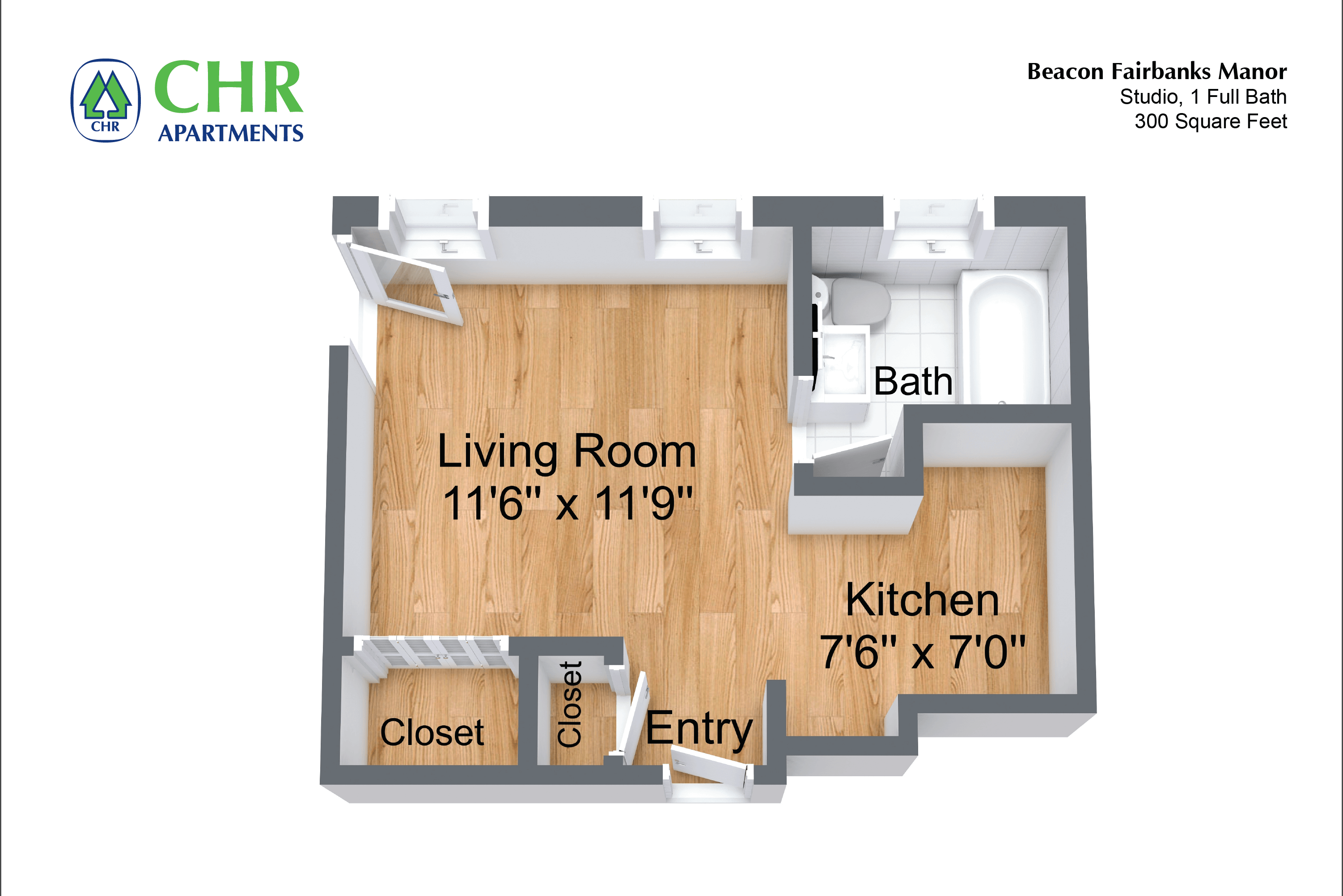 Floor plan Studio/1 Bath image 2