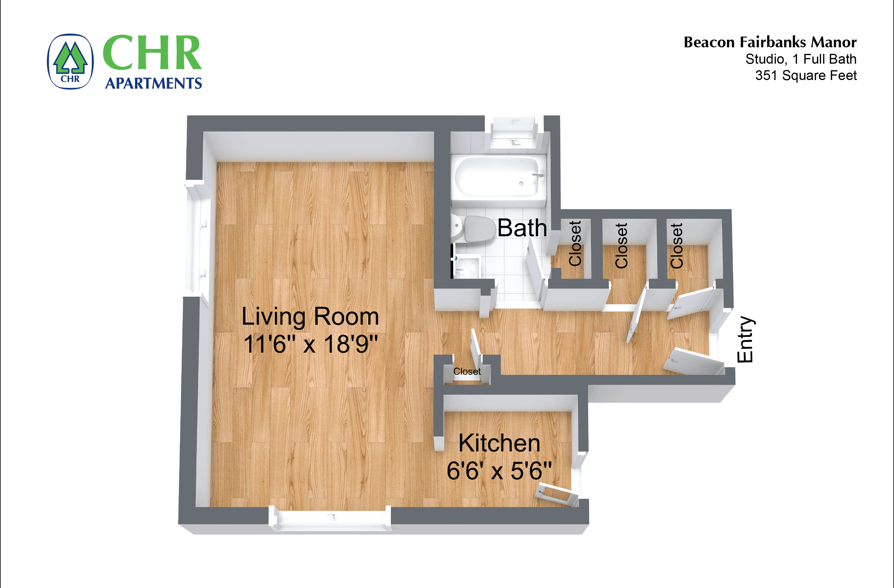 Floor plan Studio/1 Bath image 1