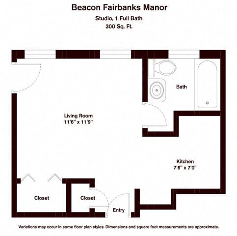 Floor plan Studio/1 Bath image 1