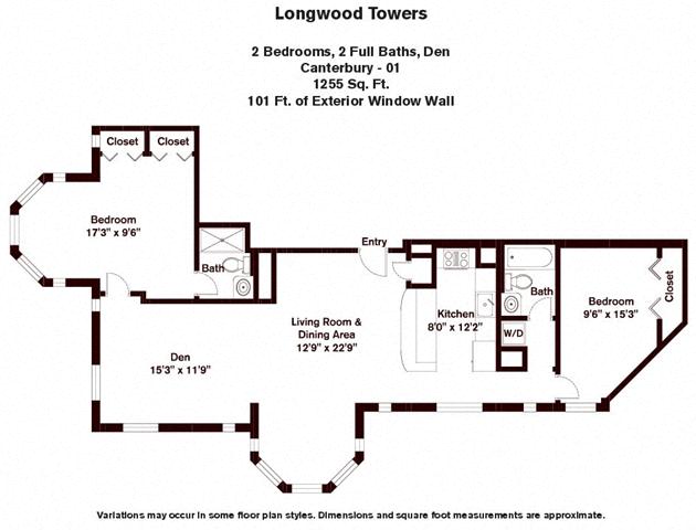 Click to view Canterbury - 2 Bed/2 Bath floor plan gallery