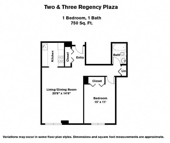 Click to view 1 Bed/1 Bath with Large Living Room floor plan gallery