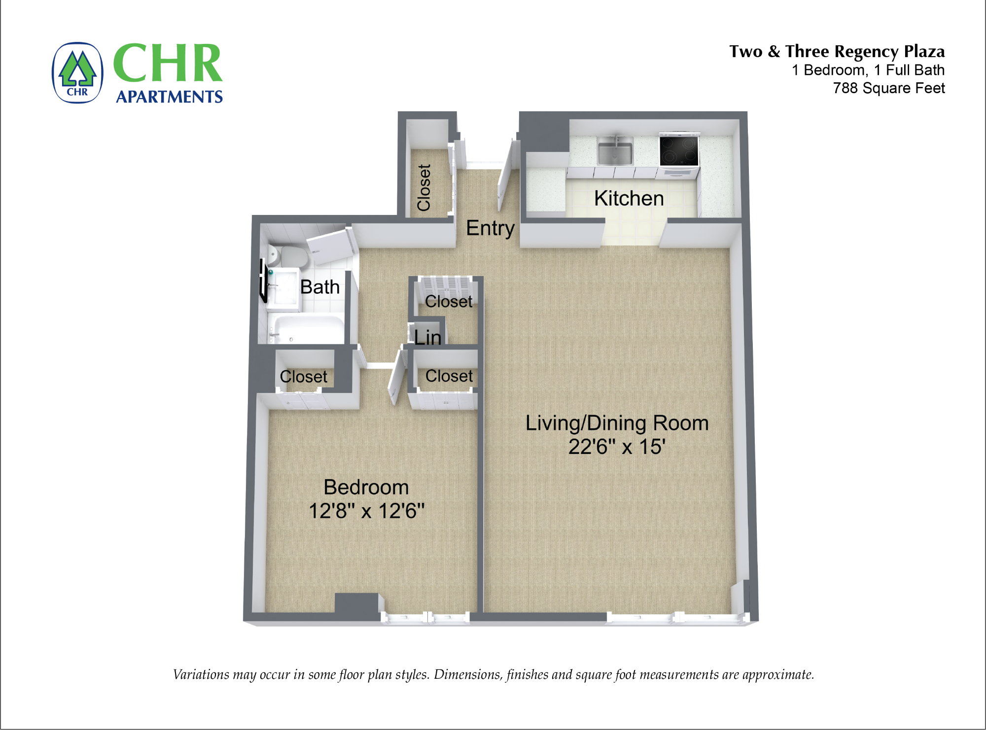 Floor plan 1 Bed/1 Bath image 5