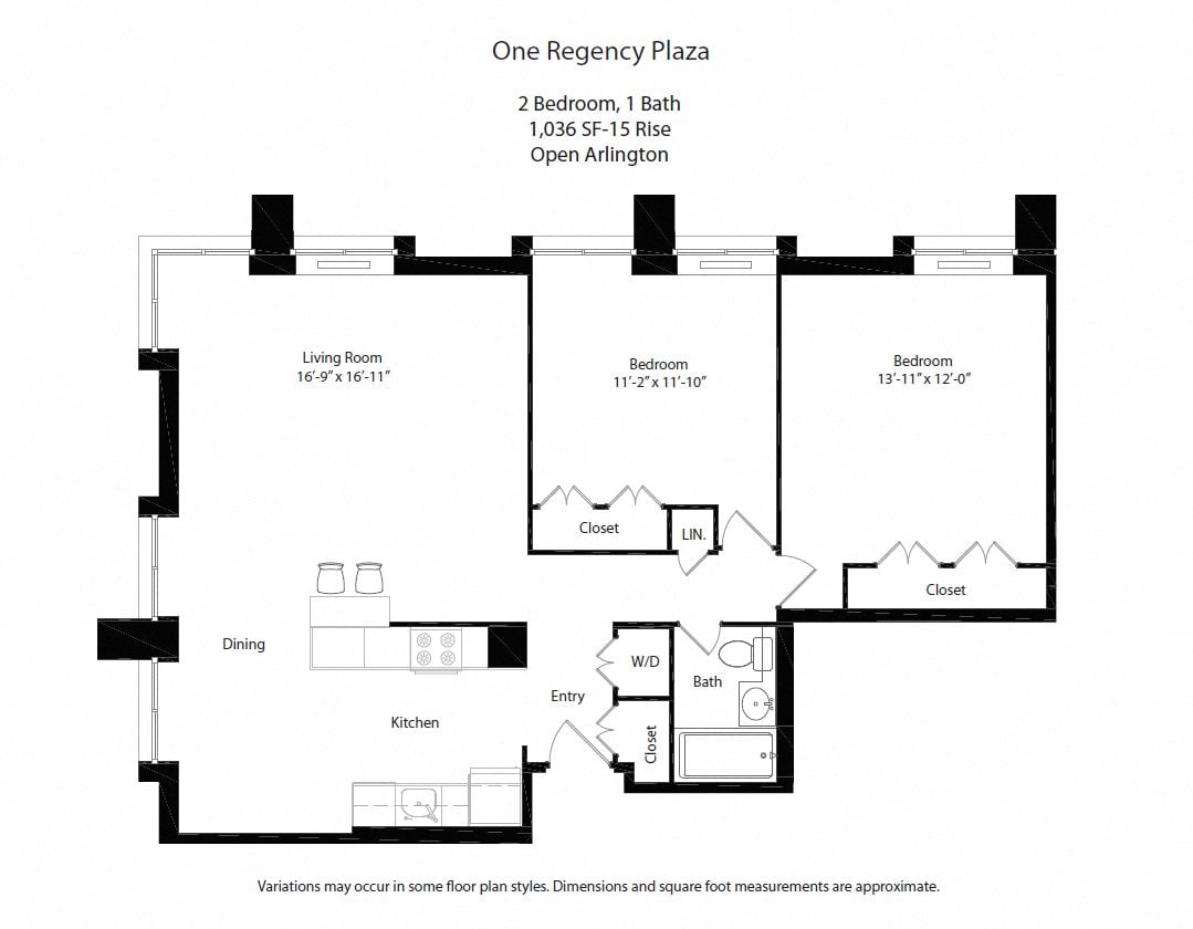 Floor plan 2 Bedroom with Open Kitchen image 1