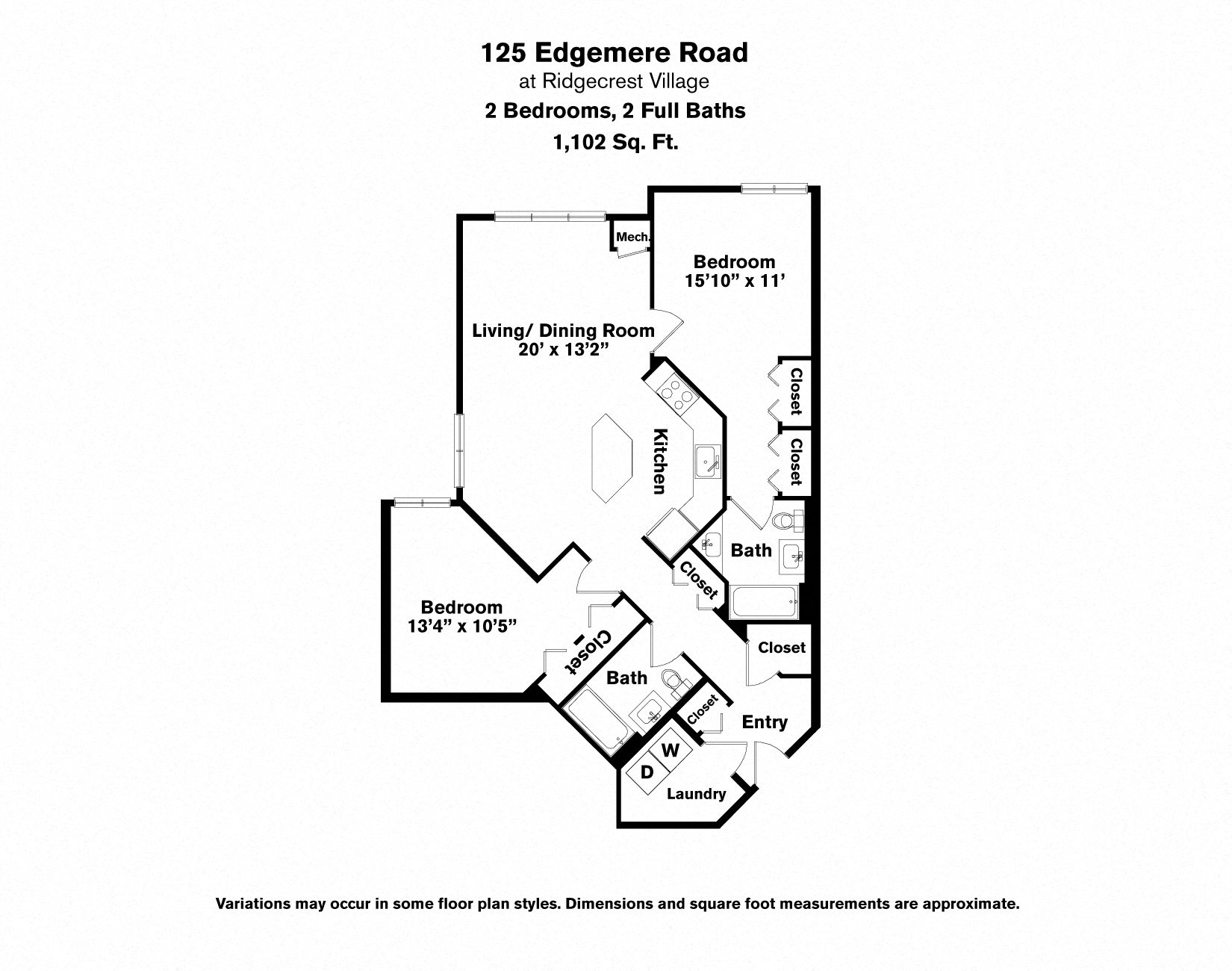 Click to view Floor plan 2 Bed/2 Bath - Edgemere image 2