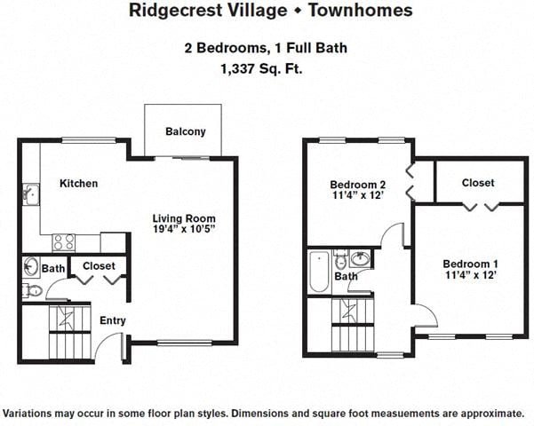 Click to view 2 Bedroom Townhome with Extra Storage floor plan gallery