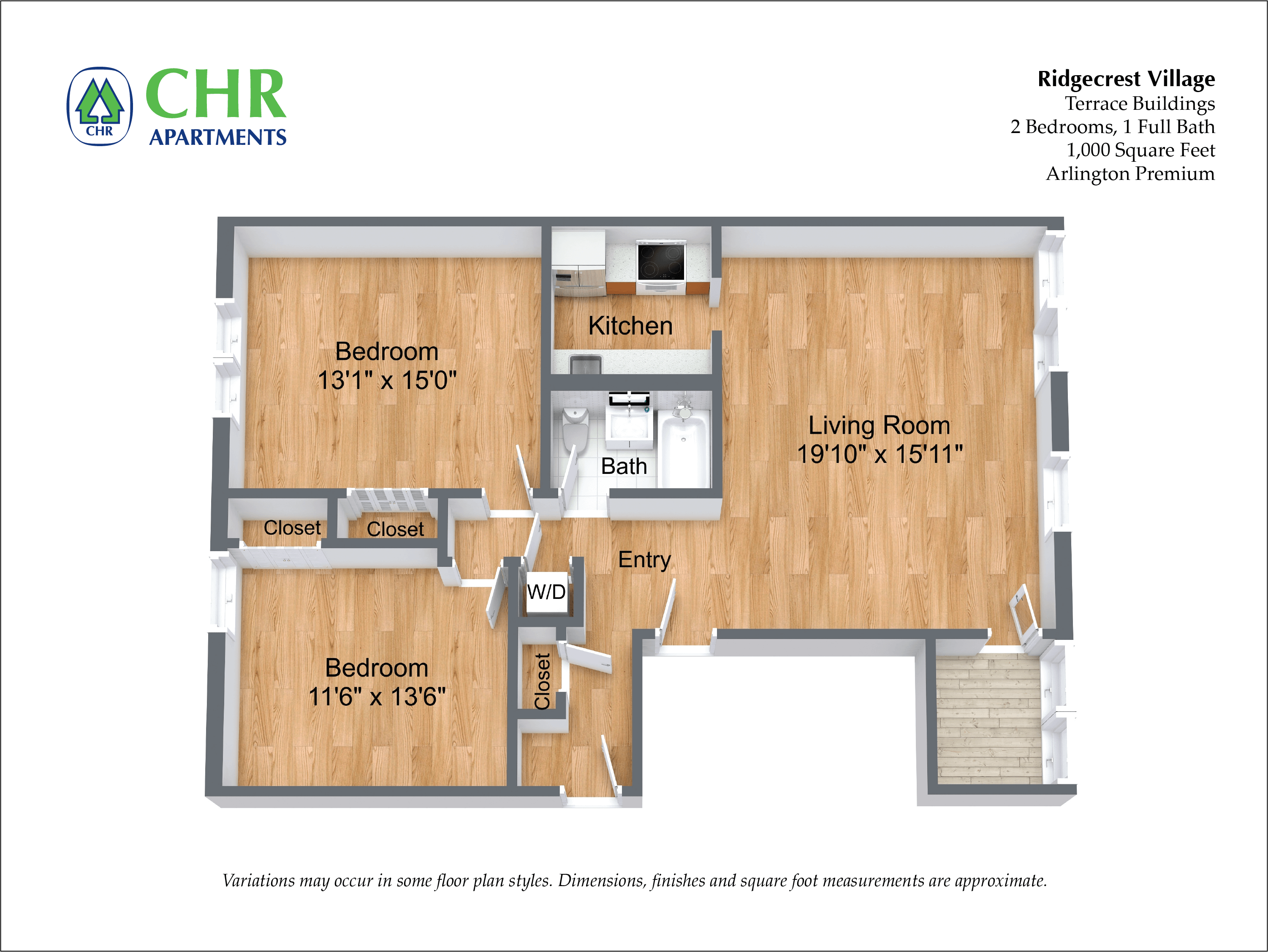 Click to view 2 Bedroom floor plan gallery